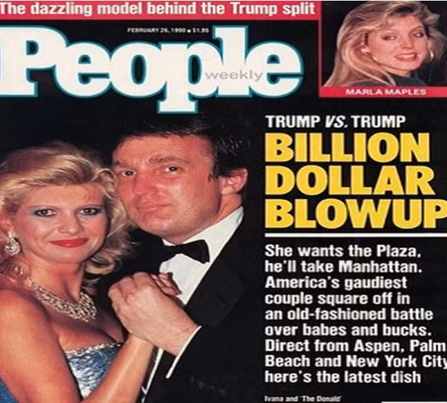 Donald Trump ly hôn người vợ đầu tiên, Ivana, vào năm 1992. Ảnh: PL.