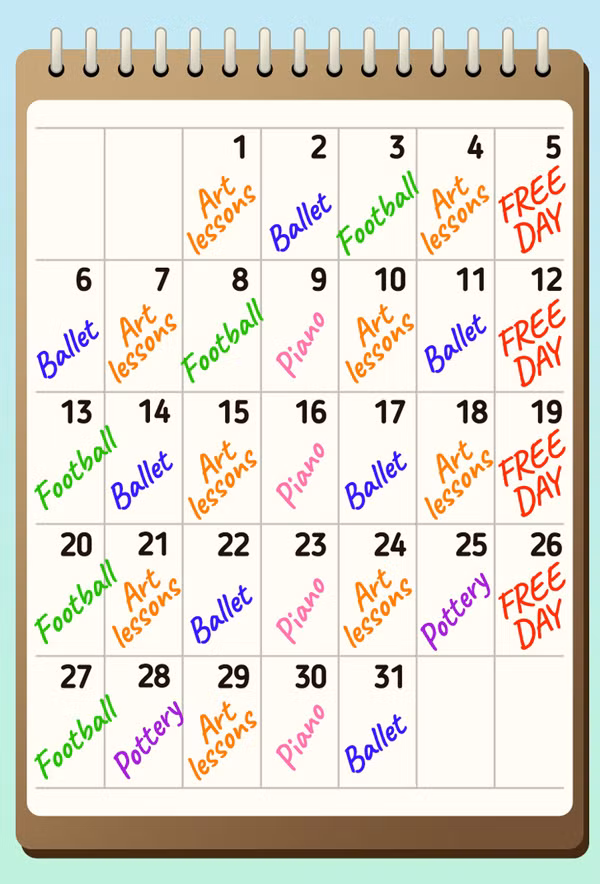 5. Nhồi nhét lịch học cho con. Không ít phụ huynh bắt con học với cường độ cao để trang bị tốt hơn cho tương lai. Vậy nhưng, nhồi nhét lịch học dễ khiến trẻ kiệt sức. Học tập là việc cần thiết song trẻ nhỏ cũng giống người lớn, cần có thời gian để phục hồi năng lượng. Áp dụng lịch học khoa học giúp trẻ vừa học hỏi kiến thức, vừa có thời gian giải trí, học tập từ thực tế. (Ảnh: Brightside)