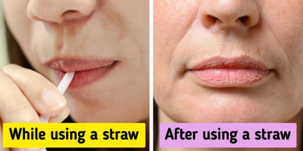 1. Thường xuyên sử dụng ống hút. Ống hút không chỉ gây hại cho môi trường mà còn thiếu thân thiện với da mặt người dùng, ảnh hưởng nỗ lực dưỡng nhan. (Ảnh: Brightside)