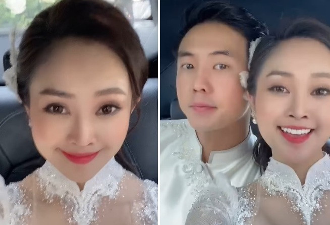 MC Thuy Linh xinh dep trong le an hoi voi dien vien Hieu Su