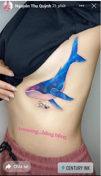 Thu Quỳnh vén áo khoe hình xăm tại vị trí nhạy cảm Thu Quynh ven ao khoe hinh xam tai vi tri nhay cam