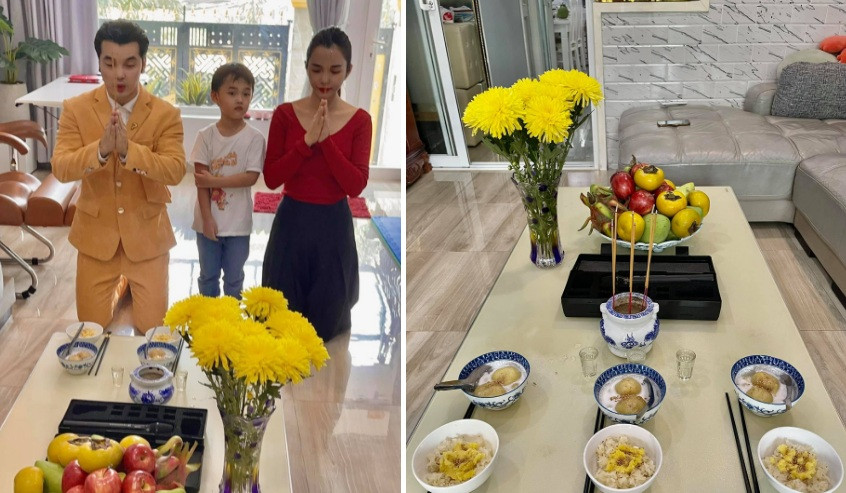 Tương tự, vợ chồng Ưng Hoàng Phúc và Kim Cương cũng chuẩn bị lễ cúng chay. Nam ca sĩ nói: "Giỗ Tổ ngành sân khấu năm nay cúng tại gia. Đây cũng là dịp kỷ niệm để ghi nhớ một năm nữa con được làm nghề và mang giọng hát của mình đến công chúng".