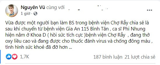 Phi Nhung tho oxy lieu cao, duoc dung thuoc chong dong mau