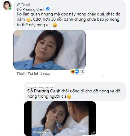 Mới đây cô nàng tự "dìm hàng" bản thân khi khoe ảnh cằm nọng trong phim. Nữ diễn viên hài hước: "Cuộc đời hơn 30 nồi bánh chưng chưa bao giờ nọng to thế này mọi người ạ".