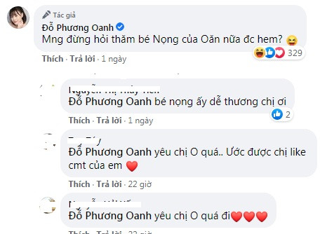 Chia sẻ của Phương Oanh về "bé nọng" khiến fan thích thú, đổ xô vào bình luận khen dễ thương.