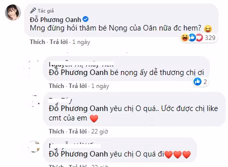 Chia sẻ của Phương Oanh về "bé nọng" khiến fan thích thú, đổ xô vào bình luận khen dễ thương.