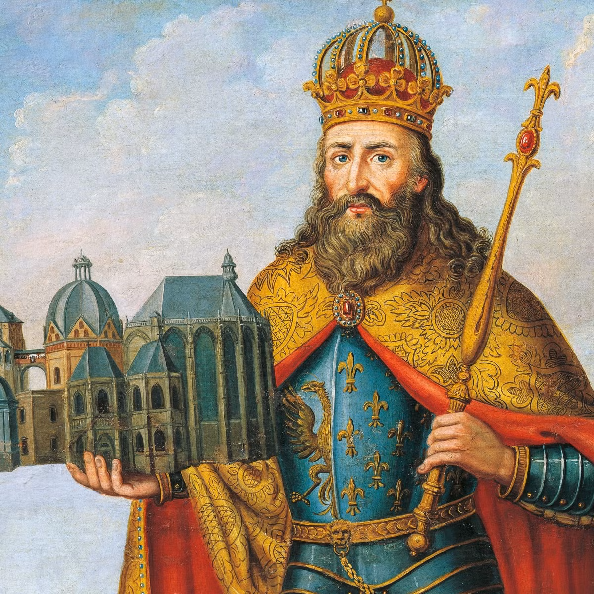 Charles Đại đế là vua của người Frank. Về sau, ông lên ngôi Hoàng đế La Mã.