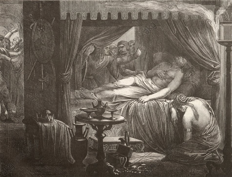 Đến tối muộn, thiền vu Attila trở về phòng tân hôn để động phòng với tân nương trẻ đẹp Ildico. Thế nhưng, đến sáng hôm sau, người hầu không thấy bạo chúa Attila ra ngoài nên đã vào trong kiểm tra. Họ kinh ngạc khi thấy thiền vu tử vong trên giường trong vũng máu. Trong khi đó, Ildico ngồi khóc ở góc phòng.