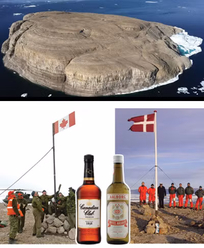 Theo thỏa thuận, Canada và Đan Mạch phân chia hòn đảo Hans thành 2 phần gần như bằng nhau dọc theo một khe nứt tự nhiên. Nhờ vậy, "cuộc chiến rượu whisky" chấm dứt sau gần 50 năm mà không có bất cứ tiếng súng hay thương vong nào.