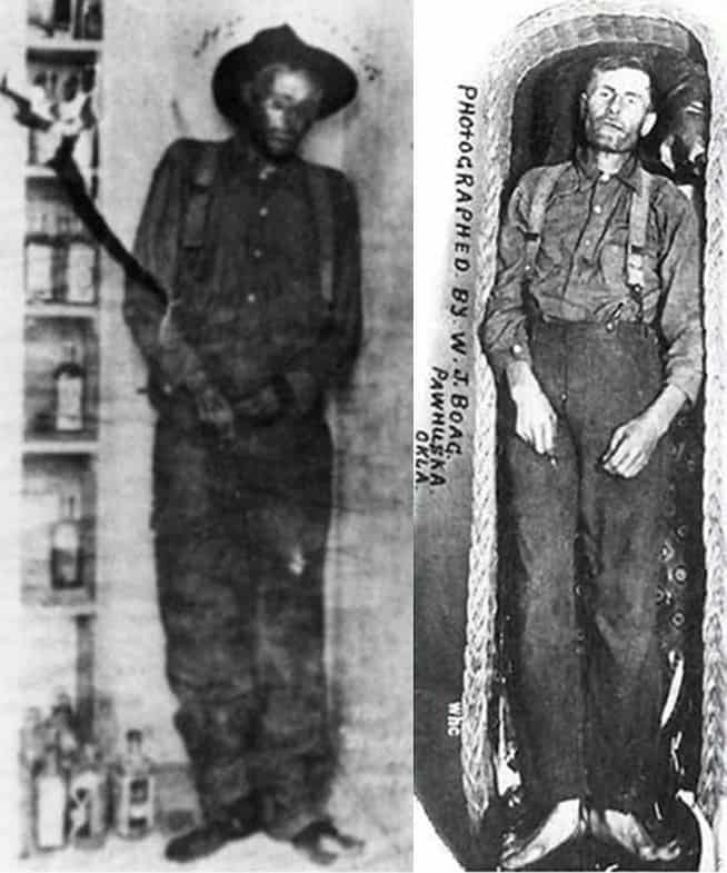 Thêm nữa, trên xác ướp có một vết thương do đạn gây ra. Dù viên đạn đã được lấy ra nhưng vỏ đạn vẫn sót lại trên người. Ngoài ra, các nhà điều tra còn tìm thấy một đồng xu của năm 1924 và vài cuống vé trong cổ họng xác ướp có nội dung: “Bảo tàng Tội ác của Louis Sonney, số 521 phố S. Main, Los Angeles".