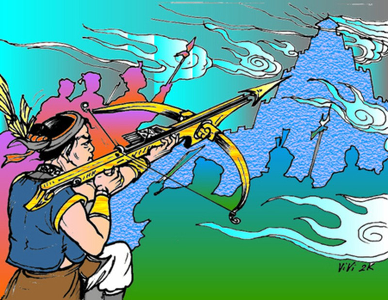 Một vũ khí huyền thoại trong lịch sử Việt Nam được nhiều người biết đến là nỏ thần của An Dương Vương. Trong truyền thuyết Mỵ Châu - Trọng Thủy, vua An Dương Vương có Nỏ thần, bắn một lúc nhiều mũi tên và chỉ vài lần bắn là quân giặc đông đến hàng vạn cũng phải tan tành rồi bỏ chạy.