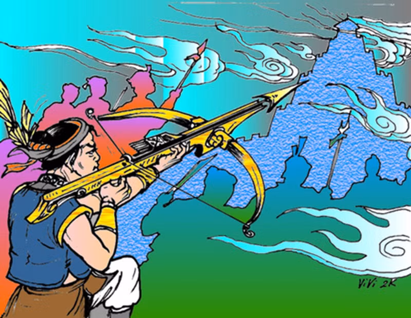 Một vũ khí huyền thoại trong lịch sử Việt Nam được nhiều người biết đến là nỏ thần của An Dương Vương. Trong truyền thuyết Mỵ Châu - Trọng Thủy, vua An Dương Vương có Nỏ thần, bắn một lúc nhiều mũi tên và chỉ vài lần bắn là quân giặc đông đến hàng vạn cũng phải tan tành rồi bỏ chạy.