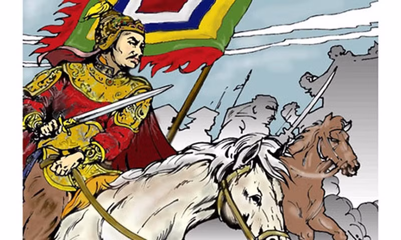 Ít lâu sau, trong một lần bị quân Minh truy đuổi, Lê Lợi và các tướng tá chia nhau mỗi người một ngả. Khi đi qua khu rừng, Lê Lợi chợt thấy một ánh sáng lạ trên ngọn cây đa và phát hiện đó là một chuôi gươm nạm ngọc. Khi lắp lưỡi gươm có được trước đó vào chuôi gươm mới tìm thấy thì vừa khớp.