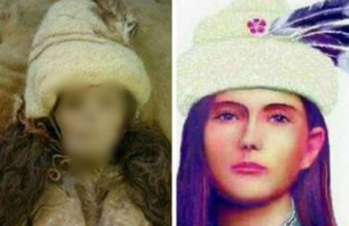 "Người đẹp Lâu Lan" có đôi mắt màu xanh, sống mũi cao thanh tú, môi mỏng, cằm thon và da trắng.