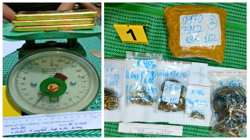 Các lực lượng trực thuộc Công an An Giang khống chế và mời hai đối tượng Hồ Văn Sơn và Nguyễn Hoài Tâm (cùng trú tại huyện An Phú) về làm việc. Tại hiện trường, lực lượng chức năng thu giữ nhiều thỏi vàng và nữ trang với tổng trọng lượng khoảng 19kg. Nguyễn Tấn Phong sau đó cũng đã ra đầu thú. Tiếp tục khám xét nơi ở của các đối tượng, công an tỉnh còn thu giữ nhiều thỏi kim loại màu vàng và nữ trang với tổng trọng lượng khoảng 14kg.