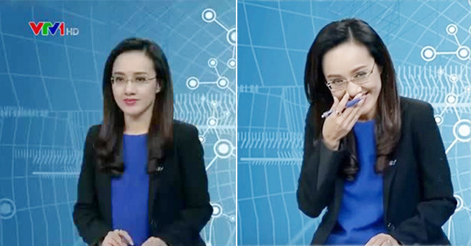 Không biết điều gì đã khiến BTV Hoài Anh bật cười thích thú đến vậy khi đang dẫn chương trình nhỉ?