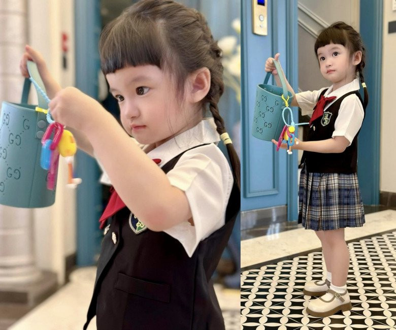 Sinh ra đã ở vạch đích nên việc Bing Bing được diện những trang phục đẹp đi học khiến nhiều người trầm trồ. Ảnh: FBNV