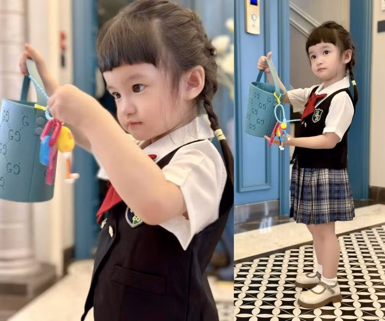 Sinh ra đã ở vạch đích nên việc Bing Bing được diện những trang phục đẹp đi học khiến nhiều người trầm trồ. Ảnh: FBNV