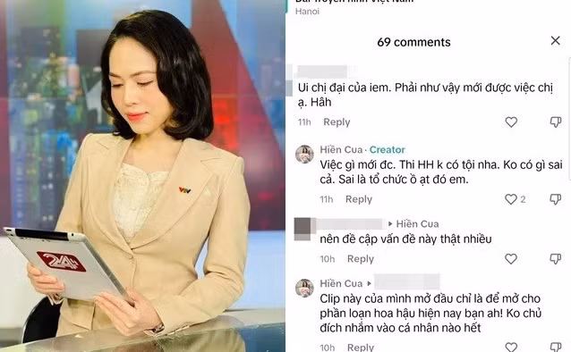 Liên quan đến việc này, mới đây, BTV Thư Hiền đã có những phản hồi gây chú ý. Cụ thể, cô cho biết: "Clip này của mình phần mở đầu chỉ là để mở cho phần loạn Hoa hậu hiện nay bạn ạ. Không chủ đích nhắm vào cá nhân nào hết".