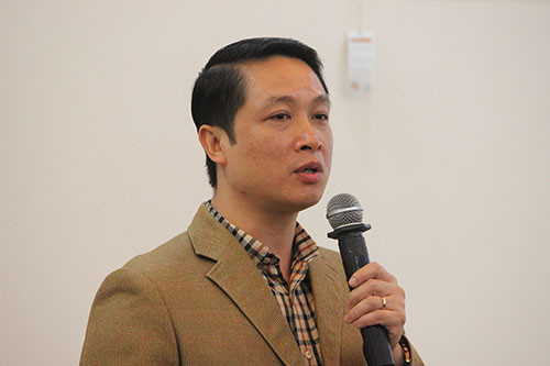 Ông Nguyễn Đức Cường - Vụ Phó Vụ pháp chế của Bộ Giáo dục và Đào tạo phát biểu tại hội nghị.