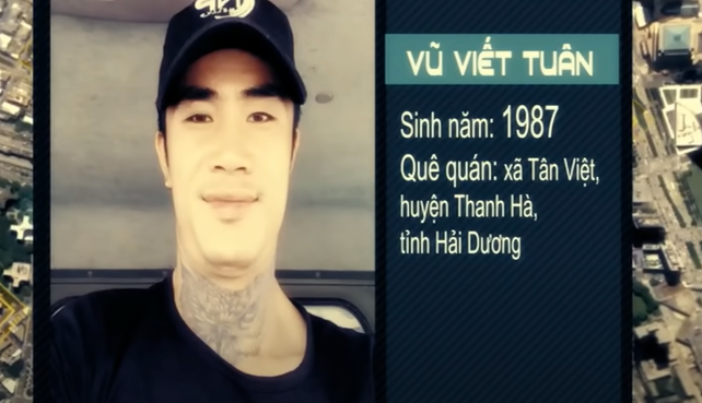 Một nhóm trinh sát phục dựng hình xăm của đối tượng theo lời kể từ nhân chứng rồi tìm đến các cửa hàng chuyên xăm hình để truy tìm manh mối. Sau nhiều giờ vất vả, bằng các biện pháp nghiệp vụ, Công an tỉnh Hải Dương đã "lọc" ra được một cái tên nghi vấn nhất, đó là Vũ Viết Tuân (SN 1987, trú tại xã Tân Việt, huyện Thanh Hà, Hải Dương).
