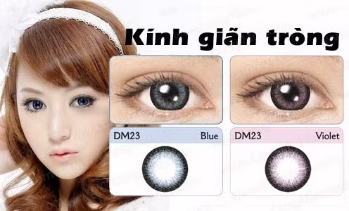 Kính giãn tròng là loại kính áp tròng tạo hình đồng tử giãn to nhờ cách vẽ trên bề mặt kính. Nó có thể giúp bạn biến ước mơ sở hữu một đôi mắt búp bê thành hiện thực. Bạn sẽ có đôi mắt to, đẹp long lanh, thậm chí trông như “tây” với những màu mắt xanh, đỏ, tím, vàng…Cũng giống như loại kính áp tròng khác, kính giãn tròng có thể gây ra những tác hại như viêm giác mạc, nhiễm trùng mắt nếu không sử dụng đúng cách.