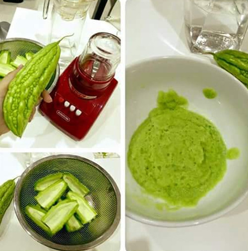 Tiếp theo, bạn sử dụng rây lọc để chắt lấy phần nước, phần bã mướp đắng đem bỏ đi. Ảnh: blogspot.