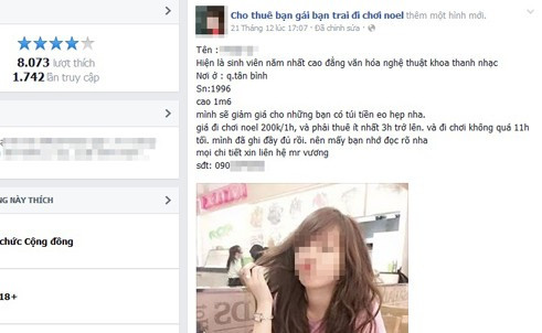 Trên các diễn đàn đăng tải thông tin, gia cả thuê người yêu.