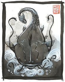 Namazu được mô tả là một con cá trê có cơ thể khổng lồ. Nó sinh sống ở những con sông, hồ.