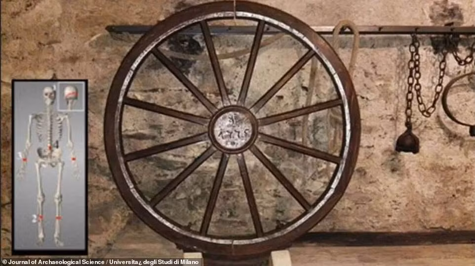 Với tình trạng thi thể như vậy, các chuyên gia nhận định người này bị tra tấn đến chết bằng một bánh xe.