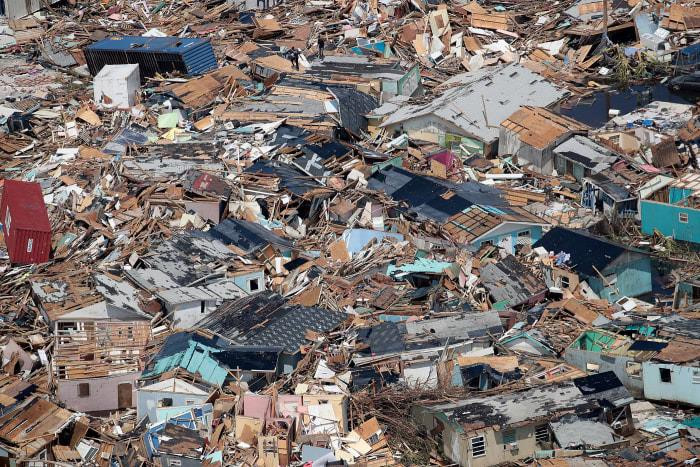 Thiệt hại do cơn bão Dorian gây ra được nhìn thấy ở Marsh Harbour, Bahamas, vào ngày 4/9.