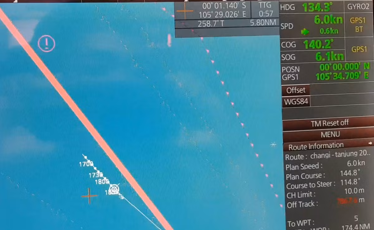 Đây là một nghi lễ văn hóa lâu đời, có nguồn gốc từ châu Âu được tổ chức để ghi nhận sự cố gắng và cổ vũ tinh thần cho những thủy thủ đã có đủ can đảm và sức mạnh vượt hải trình dài, đi qua xích đạo của trái đất. Hình ảnh: Hải đồ điện tử trên Tàu buồm 286 ghi lại lúc tàu qua đường xích đạo chuyển từ Bắc bán cầu sang Nam bán cầu.