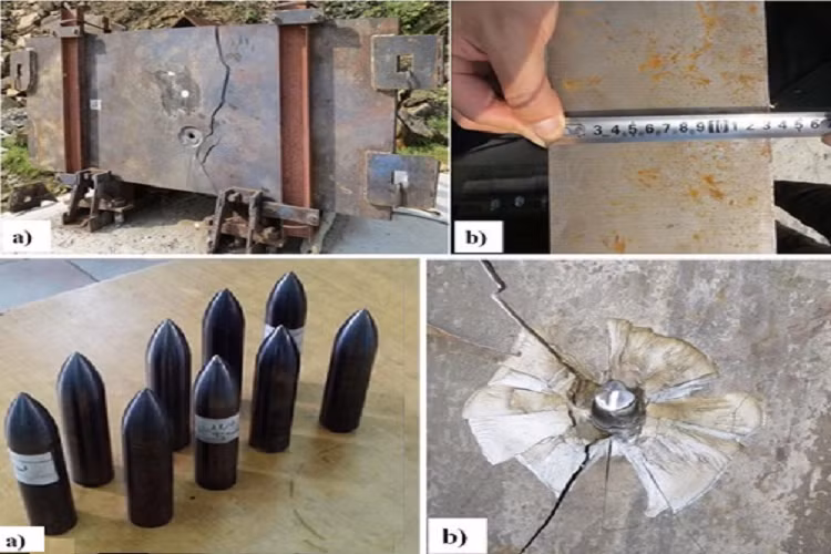 Đây được xem là một trong những tin vui đối với CNQP Việt Nam trong một vài năm trở lại gần đây, khi chúng ta có thể tự nghiên cứu và phát triển một mẫu đạn chống tăng hoàn toàn mới dựa trên nền tảng đạn pháo dã chiến 85mm của Liên Xô. Ảnh: Kết quả bắn thử nghiệm đạn xuyên giáp động năng sử dụng lõi hợp kim vônfram đối với các tấm thép có độ dày lên đến 130mm. Nguồn ảnh: QPVN.