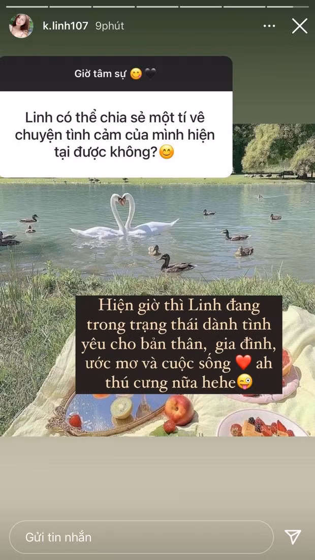 Mới đây thắc mắc của những người quan tâm cuối cùng cũng được giải đáp khi bạn gái cũ thiếu gia Phan Hoàng đã ngầm thừa nhận trạng thái độc thân của mình qua phần hỏi đáp trên Instagram. Ảnh: Chụp màn hình