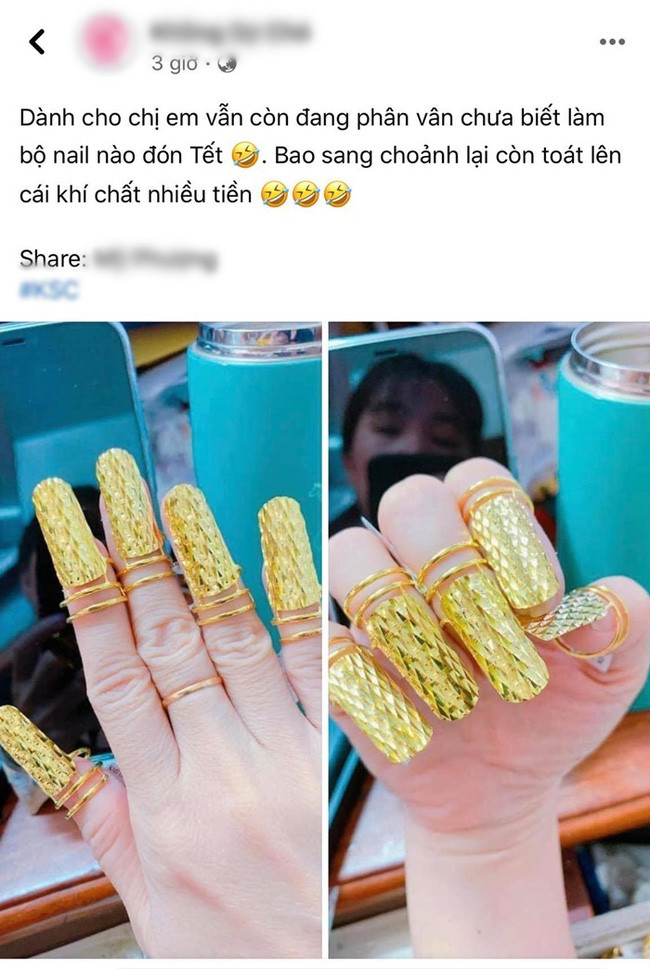 Trái ngược với bộ nail đón Tết lam lũ như những người nông dân thì vừa qua, trên MXH xuất hiện một mẫu nail giúp cho chủ nhân của nó trở nên sang chảnh, toát lên khí chất của người... nhiều tiền.