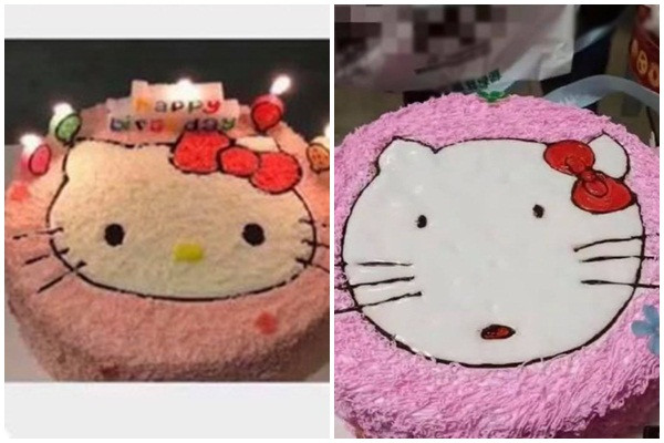 Nhìn chiếc bánh gato thành phẩm với gương mặt "ngáo ngơ" làm ai cũng phải bật cười. Đây chính là minh chứng cho câu chuyện mua hàng online chưa có hồi kết khi liên tiếp xuất hiện nhiều "nạn nhân" như thế này.