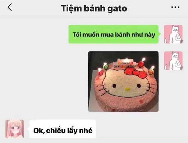 Câu chuyện bắt nguồn từ một vị khách đã đặt chiếc bánh gato hình Hello Kitty màu hồng trên mạng. Tiệm bánh trả lời nhanh chóng và vô cùng chắc chắn là thời gian giao hàng vào ngay buổi chiều.