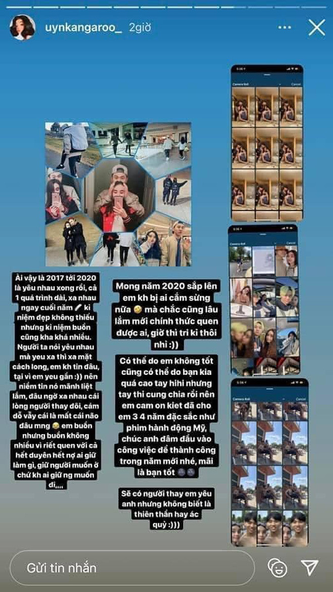 Cụ thể, đằng gái đăng story khẳng định nhà trai thay lòng đổi dạ, ám chỉ có người mới xen vào. Ảnh chụp màn hình