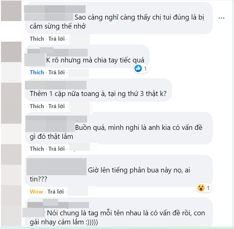 Cư dân mạng ngay lập tức nảy sinh một cuộc tranh cãi. Trong khi nhiều fan tỏ ra tiếc nuối với chuyện tình đẹp sớm đổ bể, thì nhiều người đã vội tin lời Phương Uyên mà trách móc Anh Kiệt, cho rằng anh chính là nguyên nhân của mọi tan vỡ. Ảnh chụp màn hình