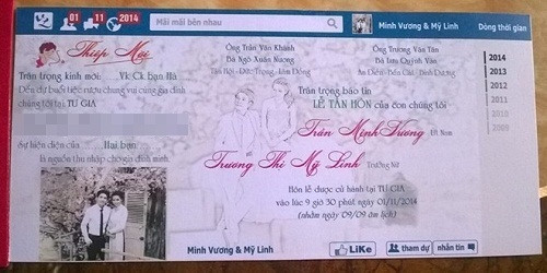 Một mẫu thiệp hồng độc đáo thời mạng xã hội. Ảnh: Tổng hợp