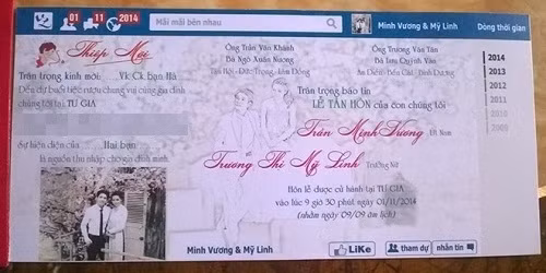 Một mẫu thiệp hồng độc đáo thời mạng xã hội. Ảnh: Tổng hợp