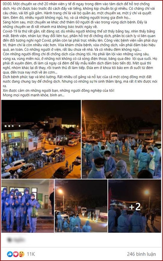 Dan mang gui van loi chuc 20 nhan vien y te vao tam dich