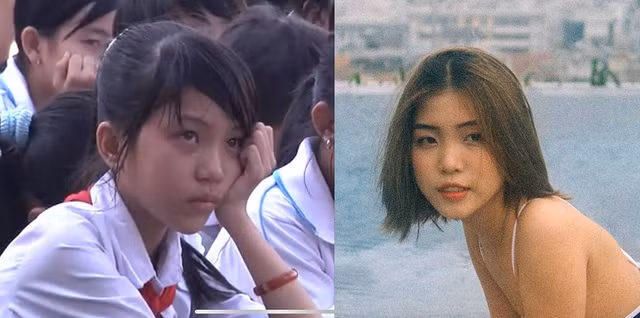 Mới đây, Nhung chia sẻ ảnh so sánh ngoại hình ngày bé của mình với bộ ảnh mới nhất. Những hình ảnh "dậy thì thành công" của cô khiến cư dân mạng "dậy sóng", nhận về hàng ngàn lượt bình luận và tương tác.
