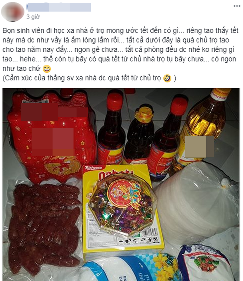 Món quà tết được chủ nhà trọ đáng yêu chuẩn bị cho các bạn sinh viên về quê nhìn thôi đã thấy ấm lòng.