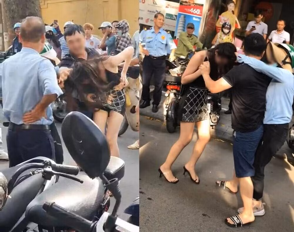 Vụ đánh ghen ấn tượng nhất trong năm 2020 phải kể đến vụ việc ở trên phố Lý Nam Đế vào tháng 9/2020. Hình ảnh cô “tiểu tam” bị túm tóc lôi đi xộc xệch cũng trở thành niềm cảm hứng chế ảnh cho cư dân mạng.