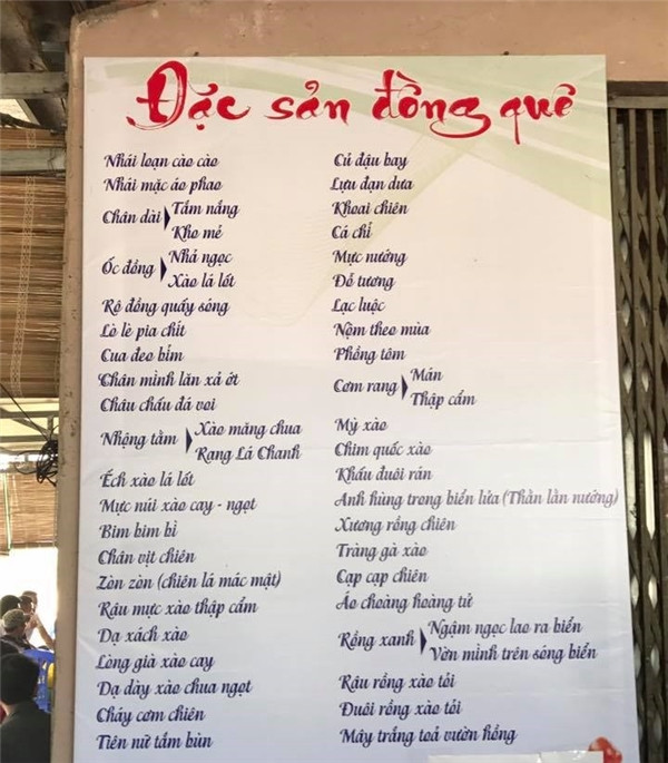 Đã ai được ăn mấy món như: Nhái mặc áo phao, ốc đồng nhà ngọc, tiên nữ tắm bùn, áo choàng hoàng tử, hay mây trắng tỏa vườn hồng chưa?