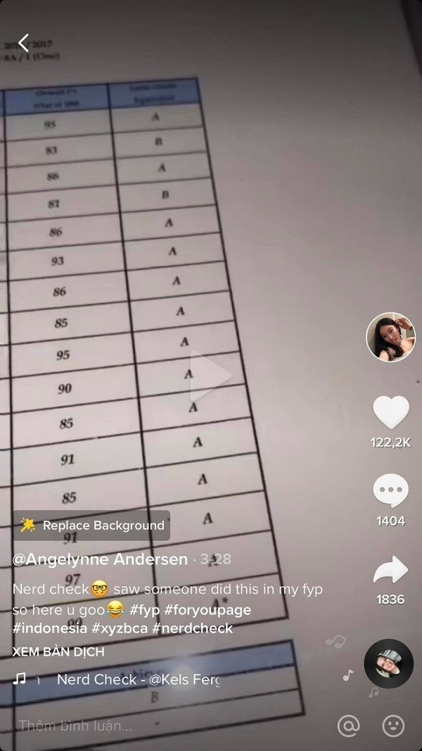 Được biết, khởi nguồn của trào lưu này từ một TikToker có tên Angelynne Andersen (đến từ Indonesia). Cô nàng này không phải người nổi tiếng nhưng lại sở hữu clip cả triệu view chỉ sau vài ngày đăng tải, lý do chỉ đơn giản là nhờ thành tích học tập cực khủng.
