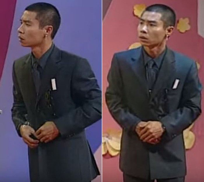 Năm đầu tiên Táo Quân lên sóng là năm 2003, "Bắc Đẩu" Công Lý mặc bộ suit đen lịch lãm, để đầu cua và đeo khuyên tai.