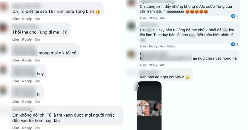 Nhanh chóng, nàng hot girl của Sơn Tùng đã bị cư dân mạng quy chụp danh xưng "trà xanh" và công kích trên trang cá nhân.