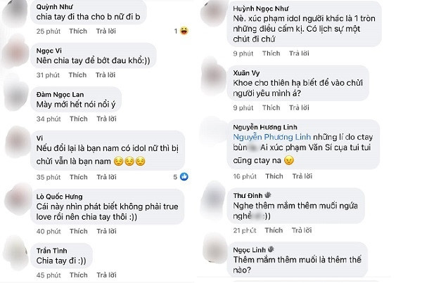 Ngay lập tức, cư dân mạng đã phân chia thành hai luồng ý kiến. Một số thì đồng cảm với chàng trai. Nhiều người lại cho rằng chàng trai kia bị chia tay là đáng đời. Ảnh chụp màn hình